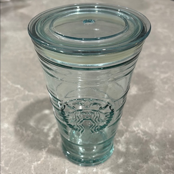 Starbucks Rare Recycled Teal Clear Glass Tumbler - Picture 2 of 9